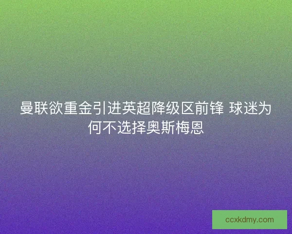 曼联欲重金引进英超降级区前锋 球迷为何不选择奥斯梅恩