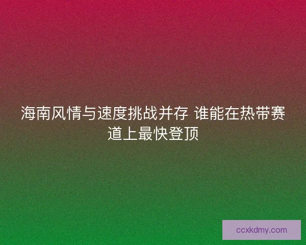 海南风情与速度挑战并存 谁能在热带赛道上最快登顶