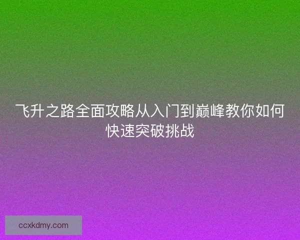 飞升之路全面攻略从入门到巅峰教你如何快速突破挑战
