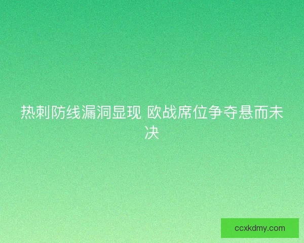 热刺防线漏洞显现 欧战席位争夺悬而未决