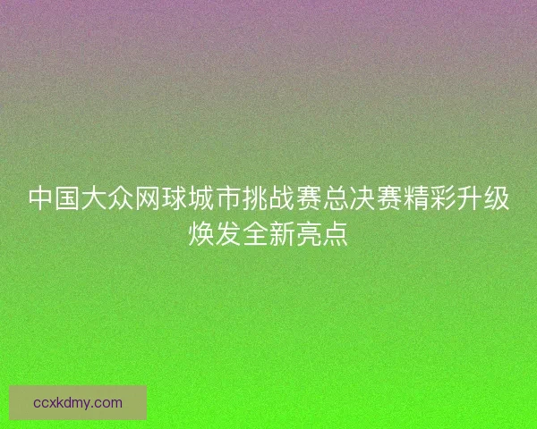 中国大众网球城市挑战赛总决赛精彩升级焕发全新亮点